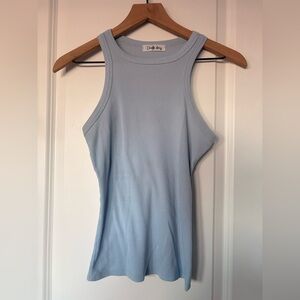 Charlotte Avery Light Blue Ribbed Tank Top